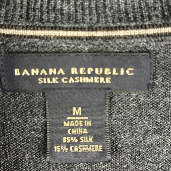 Men’s Banana Republic Silk Cashmere 1/4 Zip Sweater Size M Dark gray Business - Picture 5 of 9